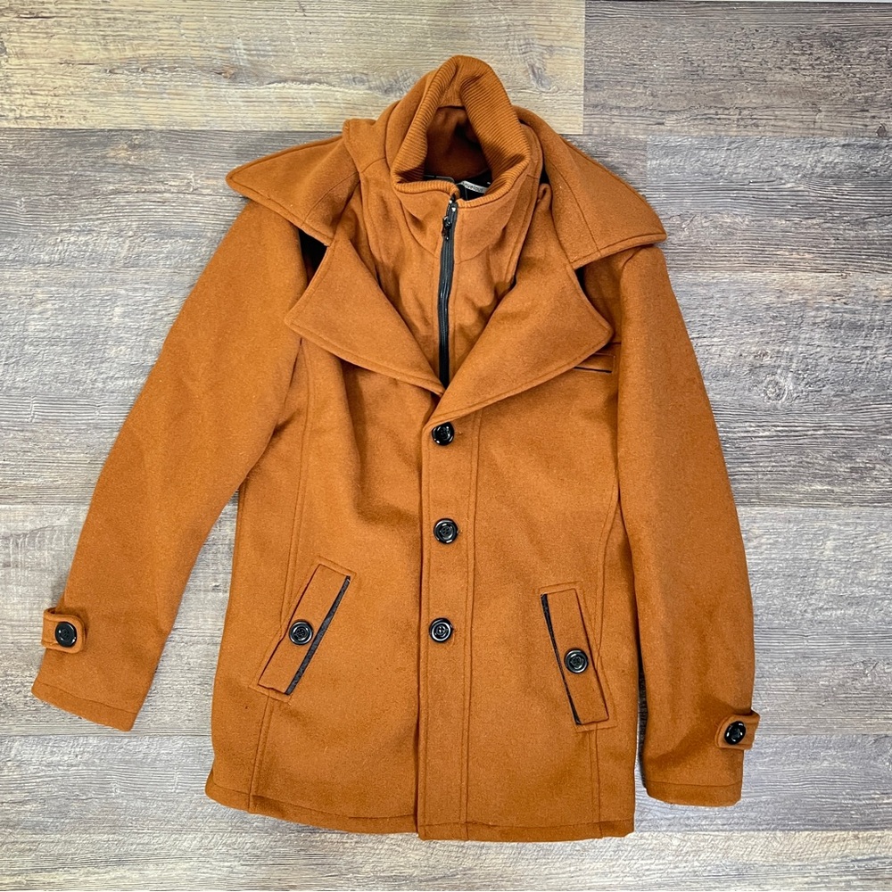 NWT Manvelous Brown pea coat style fall jacket size small S B52